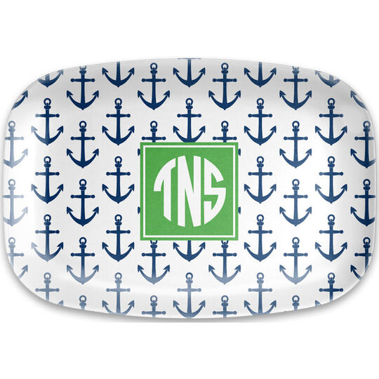 Navy Anchors Melamine Platter
